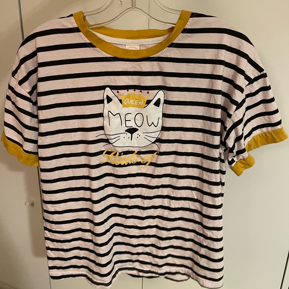 Striped Cat Queen Graphic T-Shirt